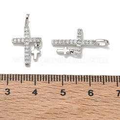 Micro pavé di zirconi chiari in ottone con pendenti in vetro&nbsp;CU-CBA6E4E-14P