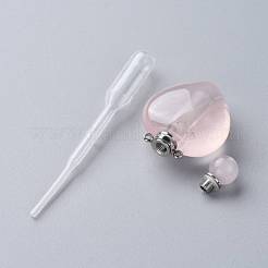 Colgantes de botella de perfume que se pueden abrir de cuarzo rosa natural&nbsp;G-K420-07