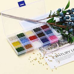 180g 15 Farben Glas Saatperlen&nbsp;SEED-JQ0003-01A-3mm