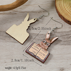 Boucles d'oreilles pendantes en bois en forme de lapin mignon pour Pâques&nbsp;ZX2883-7