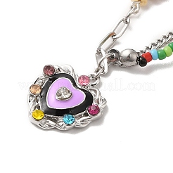 Collier pendentif coeur en alliage d'émail&nbsp;NJEW-Q001-01P