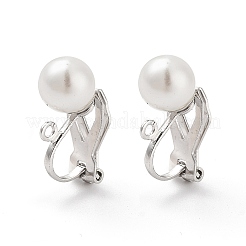Boucles d'oreilles à clip en acier inoxydable 304 avec perles en plastique imitation perle&nbsp;LS-STAS-H216-03C-P