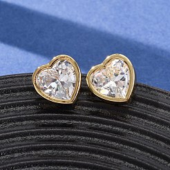 Ohrstecker aus Messing mit Zirkonia für Damen&nbsp;EJEW-F418-09G