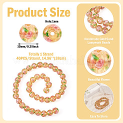 1 filo di perline di lampwork color sabbia dorata fatte a mano&nbsp;LAMP-TA0002-09D