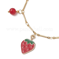 Charm-Armbänder aus Erdbeer-Emaille&nbsp;BJEW-JB13143