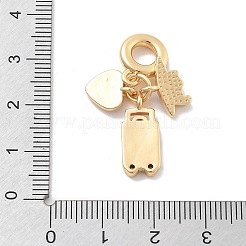Anhänger aus Messing mit rosa Emaille und klaren Zirkonia&nbsp;KK-M305-15G-02
