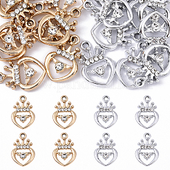 10 Uds. Colgantes de rhinestone de aleación de 2 colores&nbsp;ALRI-YW0001-28