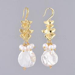 Natürliche Barockperle Keshi Perle baumeln Ohrringe&nbsp;EJEW-JE03879