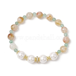 Pulseras elásticas de cuentas de morganita de imitación de aventurina verde natural&nbsp;BJEW-JB11932
