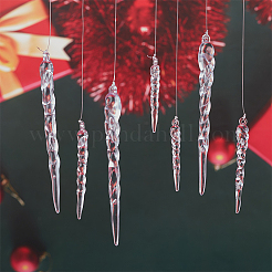 45 pendentif décoratif en forme de goutte de glaçon en plastique pour Noël&nbsp;DIY-WR0003-04