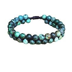 Braccialetti di perline intrecciate con perline rotonde in turchese africano naturale (diaspro)&nbsp;WGA4FF5-02