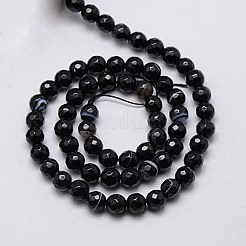 Natürliche schwarze gestreifte Achat- / Bandagatperlenstränge&nbsp;X-G-G581-6mm-03
