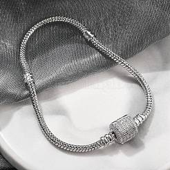Braccialetti in ottone con micro pavé di zirconi trasparenti&nbsp;BJEW-S158-15P