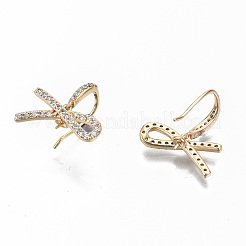Crochets d'oreilles en laiton avec micro pave zircone cubique transparente&nbsp;KK-S356-135G-NF