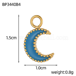 Ciondoli a forma di luna in acciaio inossidabile 304 smaltati&nbsp;STAS-OY004-08G