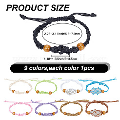 9 bracelet tressé en coton ciré 9 couleurs&nbsp;BJEW-PH0004-34B