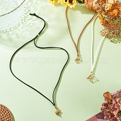 3 collana con ciondolo in finta pelle scamosciata e macramè&nbsp;NJEW-TAC0052-01