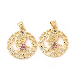 Pendentifs avec zircon cubiques à micro-pavés en laiton&nbsp;KK-H441-28G