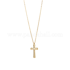 Collar colgante de acero inoxidable 304 con cruz hueca y baño de iones (IP)&nbsp;STAS-OY010-08G