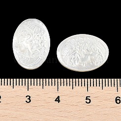 Cabochons sculptés en coquille blanche naturelle&nbsp;SSHEL-I026-02A-03