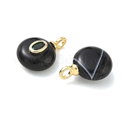 Pendentifs en agate noire rubanée naturelle (teinte et chauffée)&nbsp;GG-CBA42CA-03G