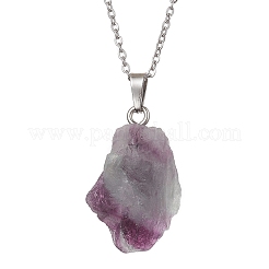 Colliers pendentif pépite de fluorite naturelle&nbsp;NJEW-JN04507-01