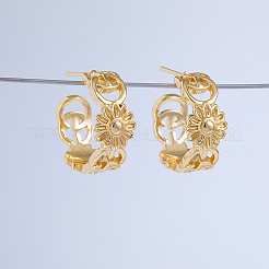 Orecchini a bottone in ottone a forma di girasole cavo a forma di C&nbsp;VI6809