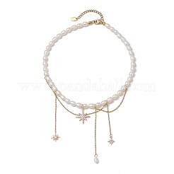 Collane con ciondolo a forma di stella in ottone micro pavé di zirconi cubici e set di orecchini a cerchio&nbsp;SJEW-JS01318