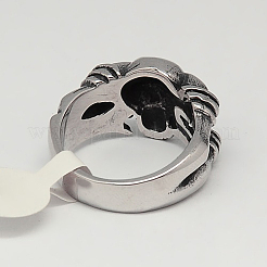 Einzigartige retro männer halloween schmuck 304 edelstahl schädel ringe&nbsp;RJEW-F006-338