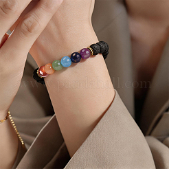 1 Stück Yoga-Chakra-Schmuck-Stretch-Armbänder&nbsp;BJEW-DJ0001-35B