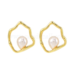 Orecchini a bottone in ottone con pepite&nbsp;EJEW-H158-06G