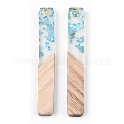 Gros pendentifs en résine transparente et bois blanc&nbsp;RESI-TAC0021-76