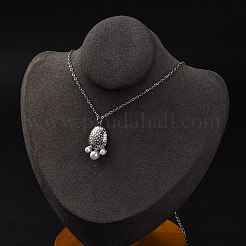 Colliers à chaîne en acier inoxydable 304 anti-ternissement et pendentif en forme d'empreinte de patte de perle en plastique pour femmes&nbsp;STAS-Z114-16P