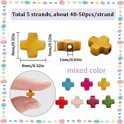 5 Strang griechisches Kreuz synthetische türkisfarbene Perlenstränge&nbsp;TURQ-SC0001-14