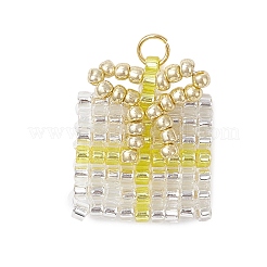 4 pendentif cadeau de Noël en perles de verre de 4 couleurs&nbsp;PALLOY-MZ00899