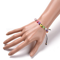 Tondo piatto con braccialetto di perline malocchio&nbsp;BJEW-JB07102-01