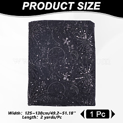 Pailletten-Stern-Mond-Muster bestickte Polyester-Mesh-Stoffe&nbsp;DIY-WH0530-45C