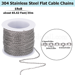 1 Rolle 304 Edelstahl-Flachkabelketten&nbsp;CHS-SC0001-07