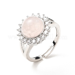 Verstellbare Ringe aus natürlichem Rosenquarz&nbsp;RJEW-P043-02P-24