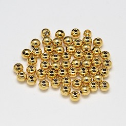 Perles d'espacement rondes en laiton plaquées sur crémaillère&nbsp;KK-I601-6mm-G-RS