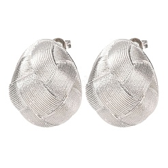 Boucles d'oreilles à clous ovales en laiton tressé&nbsp;EJEW-D351-06P