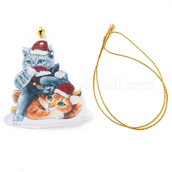 Décoration de pendentif en acrylique en forme de chat de noël&nbsp;HJEW-E007-01G-08