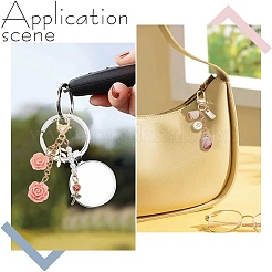 4 Stück 4 Stile Satin & Harz Rose Anhänger Dekorationen&nbsp;KEYC-AR0001-33