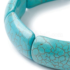 Braccialetti elasticizzati con perline rettangolari turchesi sintetici tinti&nbsp;BJEW-P299-01A-01