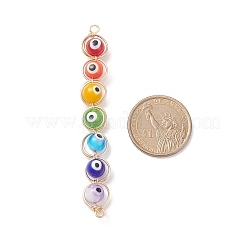 7 chakra mauvais œil breloques de connecteur de perles rondes faites à la main au chalumeau&nbsp;PALLOY-JF01929