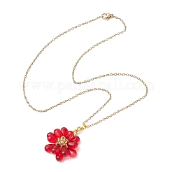 Colliers pendentifs en perles de verre faites à la main avec des fleurs&nbsp;NJEW-MZ00096-06