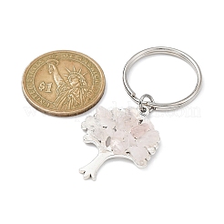 Portachiavi con ciondolo albero della vita in quarzo rosa naturale e lega&nbsp;KEYC-JKC00648-05