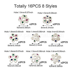 16 pièce 8 styles de capuchons de perles en laiton micro pavé de zircone cubique&nbsp;ZIRC-TA0001-23S