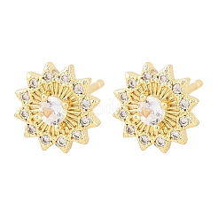 Aretes de latón con micro pavé de circonio cúbico para mujer&nbsp;KK-A305-04G-02