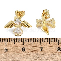 Boucles d'oreilles à tige en laiton avec micro pavé de zircons cubiques transparents&nbsp;EJEW-L101-03G